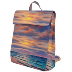 Serene Sunset Over Beach Flap Top Backpack by GardenOfOphir