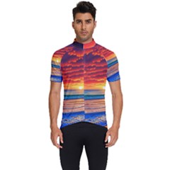 Sunset Over The Ocean Men s Short Sleeve Cycling Jersey by GardenOfOphir