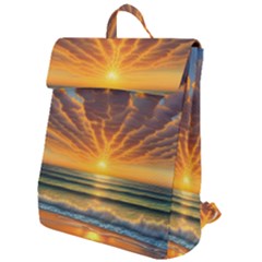 Waves At Sunset Flap Top Backpack by GardenOfOphir