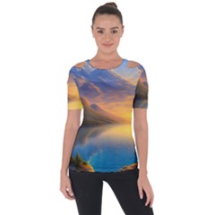 Benevolent Sunset Shoulder Cut Out Short Sleeve Top by GardenOfOphir