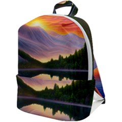 Flaming Sunset Zip Up Backpack by GardenOfOphir