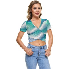 Beautiful Abstract Pastel Ocean Waves Short Sleeve Foldover Tee