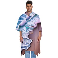 Shore Blue Ocean Waves Men s Hooded Rain Ponchos