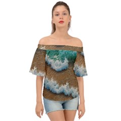 Abstract Waves Summertime On The Sea Off Shoulder Short Sleeve Top by GardenOfOphir