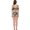 Abstract Waves Summertime On The Sea Ruffle Edge Tie Up Bikini Set	 View4