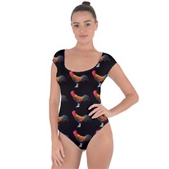 Background Pattern Chicken Fowl Cockerel Livestock Short Sleeve Leotard 