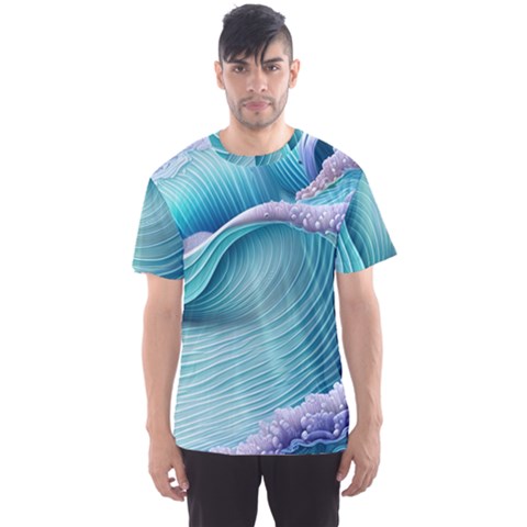 Pastel Sea Waves Men s Sport Mesh Tee by GardenOfOphir