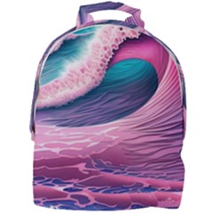 Pink Waves On The Beach Ii Mini Full Print Backpack by GardenOfOphir