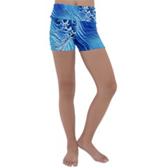 Wave Beach Iii Kids  Lightweight Velour Yoga Shorts by GardenOfOphir