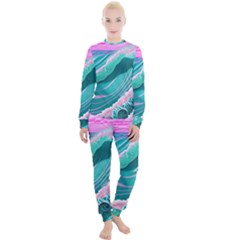 Pink Ocean Waves Women s Lounge Set by GardenOfOphir