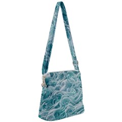 Nature Ocean Waves Zipper Messenger Bag by GardenOfOphir