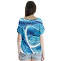 Blue Wave V-Neck Flutter Sleeve Top View2