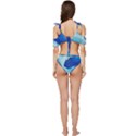 Waves Blue Ocean Ruffle Edge Tie Up Bikini Set	 View4