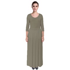 Army Brown	 - 	quarter Sleeve Maxi Dress