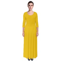 Canary Yellow	 - 	quarter Sleeve Maxi Dress