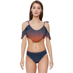 Sky Gradient Ruffle Edge Tie Up Bikini Set	