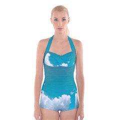 Clouds Hd Wallpaper Boyleg Halter Swimsuit 