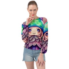 Conjuration Mushrooms Banded Bottom Chiffon Top