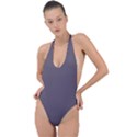 Fog Grey	 - 	Backless Halter One Piece Swimsuit View1