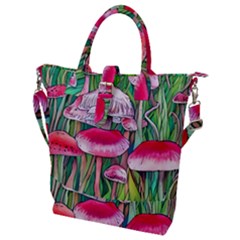 Forest Mushrooms Buckle Top Tote Bag by GardenOfOphir