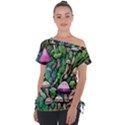 Mushrooms In The Woods Off Shoulder Tie-Up Tee View1