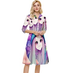 Fantasy Mushrooms Classy Knee Length Dress by GardenOfOphir