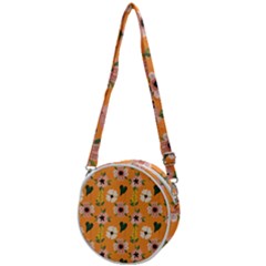 Flower Orange Pattern Floral Crossbody Circle Bag by Dutashop