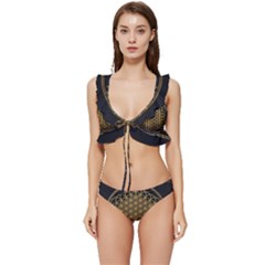 Horizon Sempiternal Bring Abstract Pattern Low Cut Ruffle Edge Bikini Set