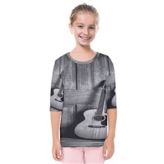 Acoustic Guitar Kids  Quarter Sleeve Raglan Tee