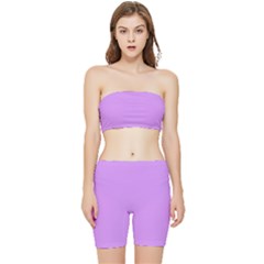 Bright Lilac Pink	 - 	stretch Shorts And Tube Top Set by ColorfulSportsWear