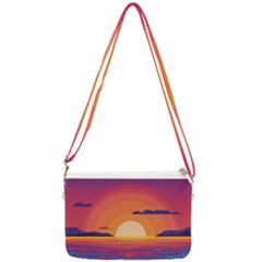 Sunset Ocean Beach Water Tropical Island Vacation Landscape Double Gusset Crossbody Bag by Pakemis