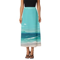 Ai Generated Ocean Waves Sea Water Anime Classic Midi Chiffon Skirt