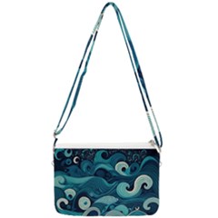 Waves Ocean Sea Abstract Whimsical Abstract Art Double Gusset Crossbody Bag by Pakemis