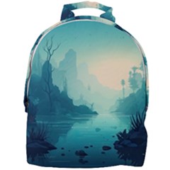 Ai Generated River Forest Woods Outdoors Mini Full Print Backpack by Pakemis