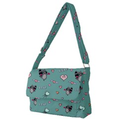 Raccoon Texture Seamless Scrapbooking Hearts Full Print Messenger Bag (l) by Wegoenart