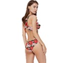 Poinsettia Pattern Seamless Pattern Christmas Xmas Low Cut Ruffle Edge Bikini Set View3