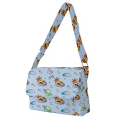 Pattern Giraffe Animal Seamless Scrapbooking Blue Full Print Messenger Bag (l) by Wegoenart