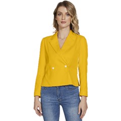 Golden Poppy Yellow	 - 	long Sleeve Revers Collar Cropped Jacket by ColorfulWomensWear