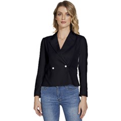 Black	 - 	long Sleeve Revers Collar Cropped Jacket