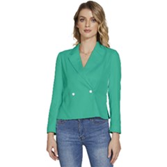 Mountain Meadow Green	 - 	long Sleeve Revers Collar Cropped Jacket