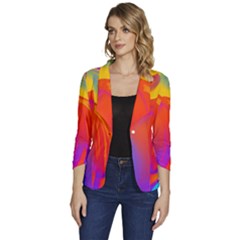 Liquid Art Pattern Women s One-button 3/4 Sleeve Short Jacket