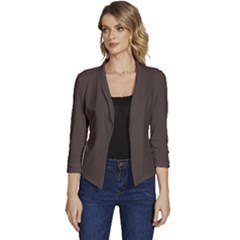 Dark Taupe Grey	 - 	casual 3/4 Sleeve Spring Jacket by ColorfulWomensWear