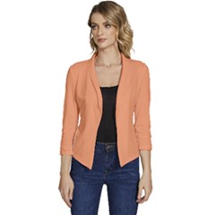 Cantaloupe Orange	 - 	casual 3/4 Sleeve Spring Jacket by ColorfulWomensWear