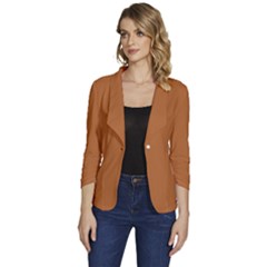 Cider Orange	 - 	one-button 3/4 Sleeve Short Jacket by ColorfulWomensWear