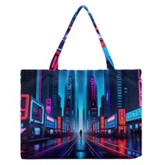 City People Cyberpunk Zipper Medium Tote Bag by Jancukart