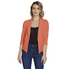 Burnt Sienna Orange	 - 	draped Front 3/4 Sleeve Shawl Collar Jacket by ColorfulWomensWear