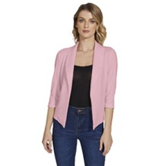 Baby Pink	 - 	draped Front 3/4 Sleeve Shawl Collar Jacket by ColorfulWomensWear