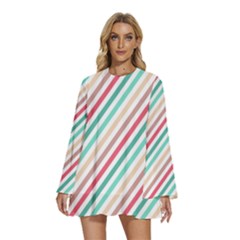 Pattern 46 Round Neck Long Sleeve Bohemian Style Chiffon Mini Dress