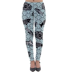 Fish Koi Ocean Sea Oriental Waves Lightweight Velour Leggings by Semog4