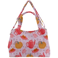 Pumpkin Tea Cup Pie Dessert Double Compartment Shoulder Bag by Semog4